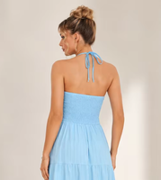 Nouvelle Robe Longue Élégante à Col Halter Légère pour Femme, Style Été 2026, Idéale pour la Plage (Collection Australie)