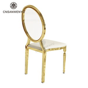 Chaises de banquet de luxe <span class=keywords><strong>en</strong></span> acier inoxydable, design personnalisé, robustes, or et blanc, pour événements hôteliers, directement de l'usine - Product Image 5