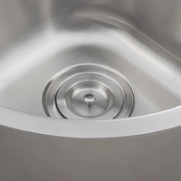 Évier de cuisine mural triangulaire en acier inoxydable à double bac avec robinet monotrou, nouveau modèle, vente chaude