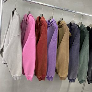 H5539 Hot Sales New Arrivals Wholesale Custom 360 Gsm Cotton <b>Blends</b> French Terry Zip up Hoodies Acid Washed Hoodies - Product Image 2
