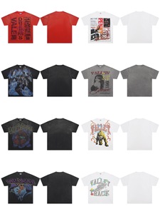 Camiseta de Manga Corta Holgada 100% Algodón Estilo Hip Hop Europeo Americano para Hombre Vale Sports Valley Dreams con Estampado Desgastado - Product Image 4