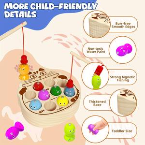 <span class=keywords><strong>Gioco</strong></span> di <span class=keywords><strong>Pesca</strong></span> Magnetico in Legno per Bambini, Pesci Colorati e Vernice Sicura Non Tossica, Giocattolo Educativo per l'Apprendimento Precoce - Product Image 4