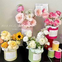 Mini seau cylindrique pour fleurs, boîte à fleurs en papier kraft portable, emballage pour fleuriste, matériel de bricolage fait main