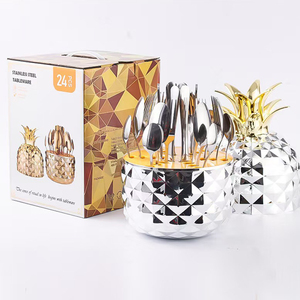 Tùy Chỉnh Thép Không Gỉ Hình Dạng Trứng Dao Kéo Thiết Lập Dứa Thiết Kế Flatware-Gương Đánh Bóng Dao Muỗng Nĩa Cho Các Bên - Product Image 5