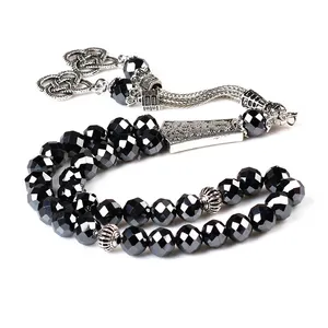 Hoge Kwaliteit 8Mm Gezicht Hematiet Stone Arabisch Sieraden Allah Gebed Kralen Rozenkrans Kraal 33 Moslim Tasbih Tespih Islamitische Masbaha