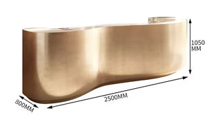 Mostrador de Recepción Extensible con Espejo Curvo de Diseño Moderno para Salón de Belleza, Impresión 3D, Aspecto de Acero Inoxidable, para Uso en Centros Comerciales y Hoteles - Product Image 2
