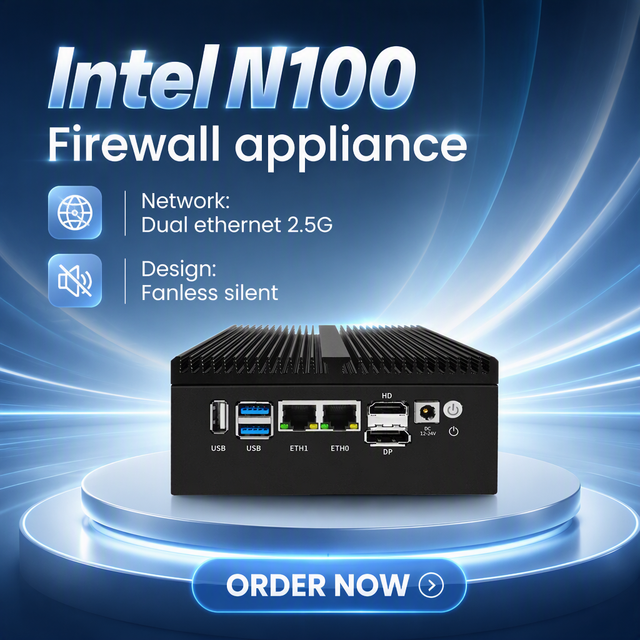 Intel N100 Mini Firewall Computer 2x10G SFP 2xi226-V 2.5G Lan Industrial Mini Soft Router 4Cores DDR5 MiniPC NAS Server Proxmox