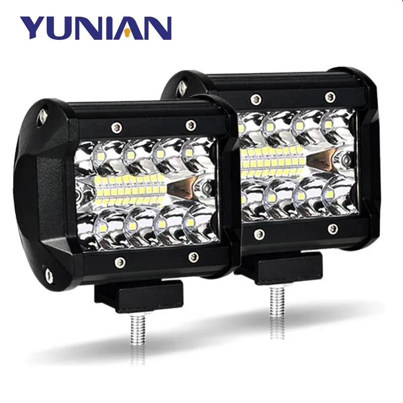 โคมไฟฟลัดไลท์ LED ทรงแท่งไฟ4นิ้ว60W 20LED,ไฟสำหรับทำงานกันน้ำได้สำหรับรถออฟโรดเรือรถแทรคเตอร์รถบรรทุก UTV 12V 24V