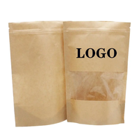 Sac en papier kraft écologique de qualité alimentaire avec fenêtre transparente et fermeture éclair refermable pour l'emballage de collations, sac à fond plat