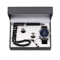 Ensemble formel classique pour homme, cravate en soie rayée, ceinture à boucle automatique, montre à quartz, coffret cadeau 3-en-1 pour homme d'affaires, pour mariage