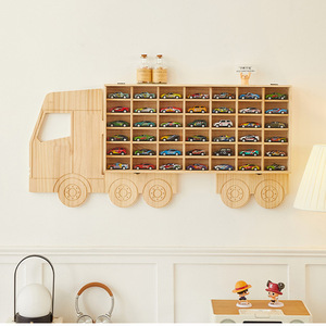 Solid Wood <b>Wall</b> Mounted Storage Rack Irregular Shape Multi Compartment For Toys Figurines Car Models <b>Display</b> Living Room - Product Image 2