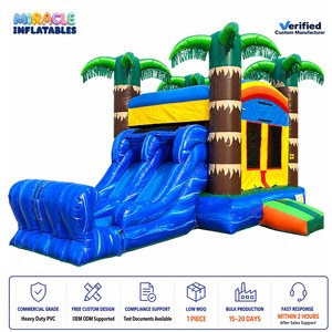 Combo Inflable de Palmera Tropical <span class=keywords><strong>con</strong></span> Tobogán Doble, <span class=keywords><strong>Casa</strong></span> de Brinco Seca y Acuática para Niños, Ideal para Fiestas en el Patio Trasero y <span class=keywords><strong>Alquiler</strong></span> Comercial - Product Image 1
