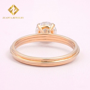 Classical Luxury 4claws Setting 10k Yellow Gold 1ct Round Brilliant Moissanite <b>Lab</b> Grown Diamond Solitaire Engagement Ring - Product Image 5