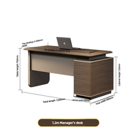 Bureau de direction moderne avec tiroir de rangement, en bois de noyer bicolore, pour directeur