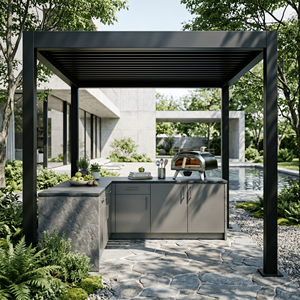 Cocina Exterior de Acero Inoxidable 304 con Textura Metálica al por Mayor con Gazebo de Aluminio, Juego de Cocina Exterior Antibacteriano para Patio - Product Image 1