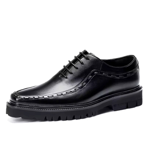 Zapatos Oxford Formales Británicos de Piel Vacuna de Primera Capa, con Acabado Brillante, Punta Cuadrada, Estilo Casual de Negocios para Otoño, con Suela Gruesa para Hombre - Product Image 5