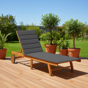 Tumbona de Madera de Acacia Sólida con Cojín, Silla Reclinable de Exterior de Calidad Premium, Diseño Moderno con Patas Cónicas - Product Image 2