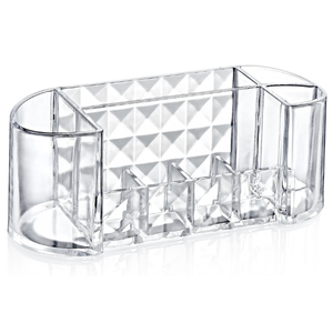 Clear <b>Diamond</b> Oval PS Crystal Modern Waterproof Bedroom <b>Makeup</b> <b>Organizer</b> Box Lipsticks Brushes Cosmetic Tools Accessories - Product Image 1