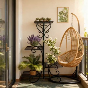 Support à fleurs en fer forgé à plusieurs niveaux, étagère de rangement pour plantes d'intérieur et d'extérieur, pour plantes succulentes et verdure, salon, balcon - Product Image 2