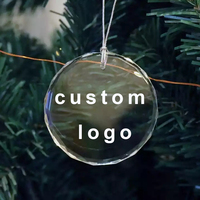 2022 Logo Kustom Gantung Bening Hiasan Natal Dekorasi Sublimasi Kaca Kosong K9 Kristal Ornamen Natal