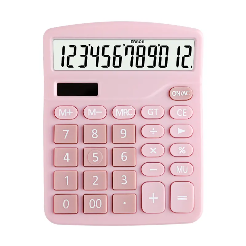 My687 Dual Power School Kantoor Blauw Roze Kleur Calculator 12 Cijfers Elektronische Financiële Wetenschappelijke Rekenmachine