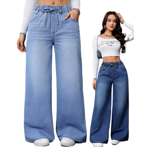 Jeans de Buena Calidad para Mujer de Tallas Grandes Novedad Transfronteriza 2025, Jeans Holgados de Cintura Alta, Jeans Estilo Boyfriend Casuales Sueltos de Cintura Elástica - Product Image 1