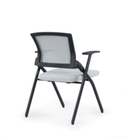 Chaise de formation ergonomique moderne pliable en alliage d'aluminium avec tablette d'écriture - Chaise de direction de conférence à domicile en maille réglable en hauteur