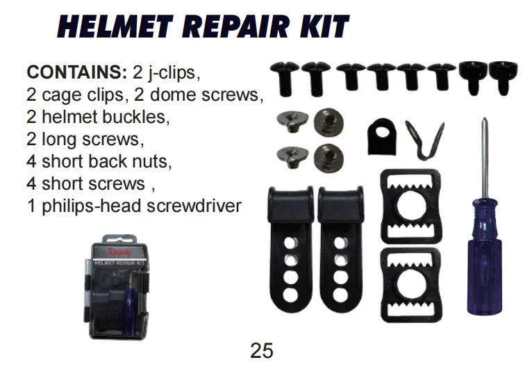 Kit de reparación de casco de hockey de alta calidad: incluye destornillador y kit de 21 piezas