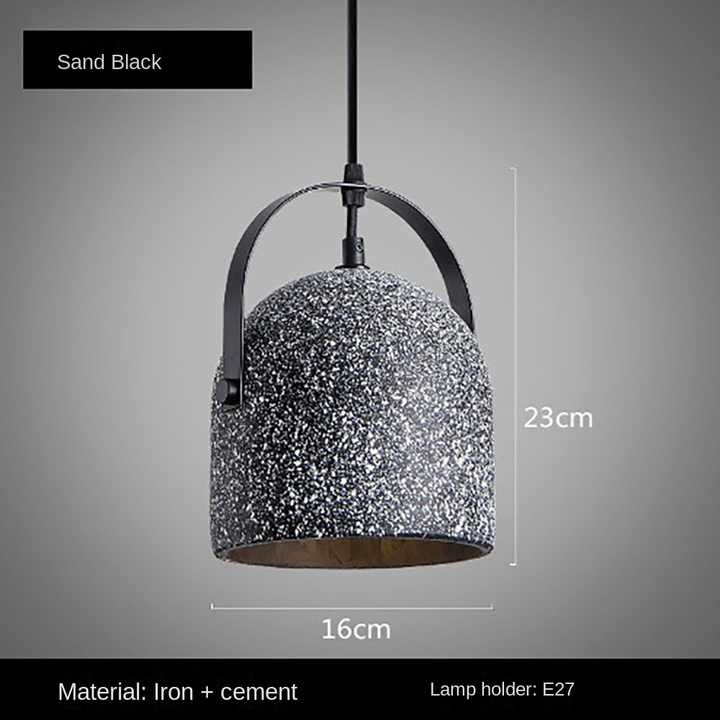 Industrial Style Single Head Terrazzo Chandelier Small Pendant Lamp with Stone Shade for Dining Room Bedside Bar Cement Design