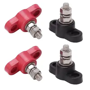 Single Stud Battery Junction Posts M10 Heavy Duty Power Ground Junction Block Power Distribution 1 Pair Red Black Studs Terminal