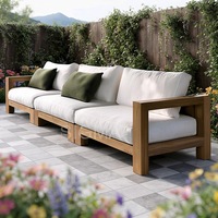 Ensemble complet de meubles de jardin en teck massif SIGMA, comprenant canapé, table à manger et chaises, vente en gros d'usine