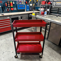 Chariot de rangement métallique à trois niveaux grande capacité, personnalisable, compatible OEM