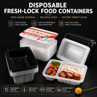 Barquette jetable transparente noire en PP thermoscellable pour salade, viande fraîche, fruits, fruits de mer, emballage, capacité 600g