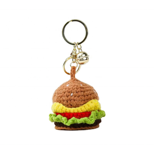 Porte-clés lumineux créatif en peluche Frites Françaises, Petit pendentif Hamburger au crochet, Cadeau de dessin animé pour couple - Product Image 2