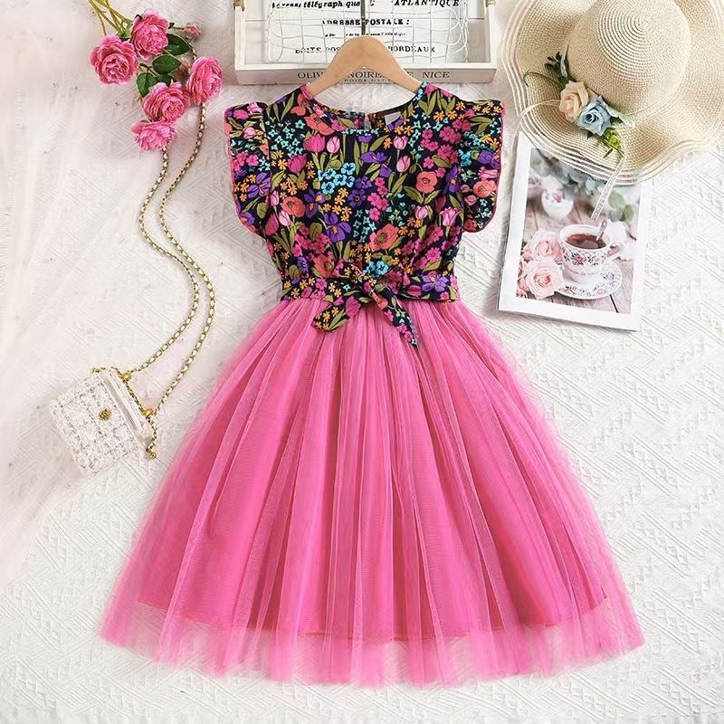 Summer 10 12 Years Old Age Teen Clothes Casual Fancy Dresses Flower  Kids Frock Teenage Girls Clothing Printed Children Dress