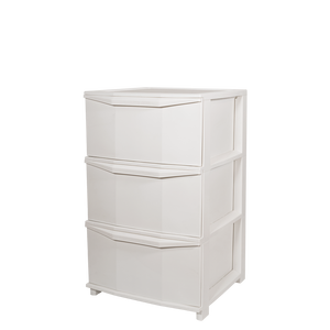 Pratika Cajones de Almacenamiento de PP 375x370x610mm, Organizador de Juguetes Blanco de 3 Niveles con Diseño Moldeado por Inyección - Product Image 1