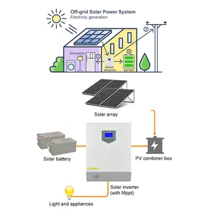 5 KW 24V 100A MPPT denetleyici invertör yüksek gerilim MPPT hibrid güneş inverteri invt 6000w ızgara hibrid güneş inverteri 6kw