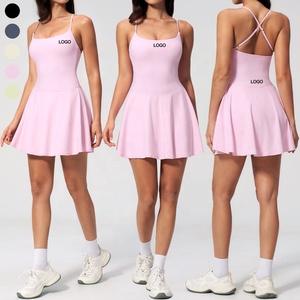 Robe de sport athlétique pour femme à col carré et dos croisé réglable, idéale pour le tennis, le golf, l'entraînement et le pickleball, une pièce - Product Image 1