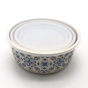 Venta al por mayor 5 piezas de bambú de cena de <span class=keywords><strong>melamina</strong></span> fibra redonda de plástico de almacenamiento chino tazón de arroz con PE tapa - Product Image 2