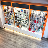 Comptoir de présentation pour réparation de téléphones portables et accessoires, avec éclairage LED, robuste et écologique, pour la vente au détail