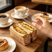 Boîte à sandwich avec couvercle et base personnalisés, boîte d'emballage à emporter en plastique transparente de luxe en deux parties