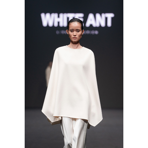 Capa de Cuello Redondo para Mujer, Capa de Mezcla de Cachemira, 20%, Lana, 80%, Elegante, Marca de Hormiga Blanca - Product Image 1