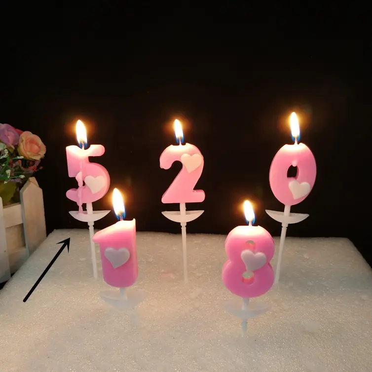 opp bagged digital birthday candles pink