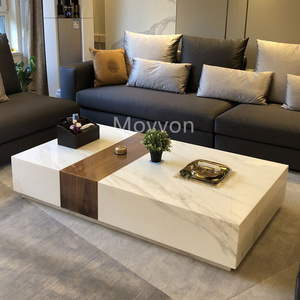 Moderner Luxus-Tee tisch aus Natur marmor für Wohnzimmer Rechteckiges Designer modell mit hellen Luxus stein möbeln für Villen - Product Image 2