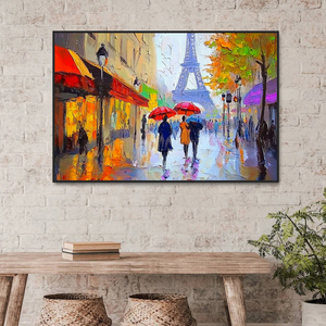 Impressionniste fait à la main <span class=keywords><strong>Paris</strong></span> Tour Eiffel Paysage de rue Art mural moderne Belles peintures de paysage en acrylique - Product Image 4