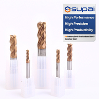 Fraise à queue en spirale SUPAL Hotsale à 4 cannelures en carbure de tungstène revêtue d'AlTiN HRC55 pour usinage CNC du métal