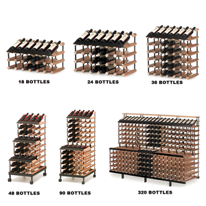 48 Chai tầng bằng gỗ Giá rượu với bánh xe Modular rượu vang Giá giữ rượu vang - Product Image 2