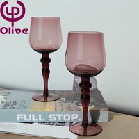 Verres de luxe soufflés à la main vert Orange violet gobelet coloré à haute tige médiéval ensemble de verres à vin rouge en cristal coloré Vintage