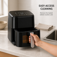 Friteuse à air électrique carrée moderne 4,5 L 1200 W, autonome, en plastique, compatible VR, appareil de cuisson sans huile pour usage commercial et domestique