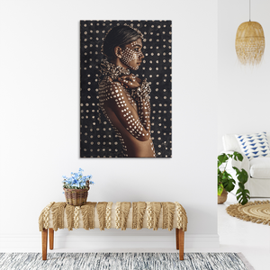 Arte africana nero femminile pittura a olio poster su tela arte immagine della parete del soggiorno - Product Image 3